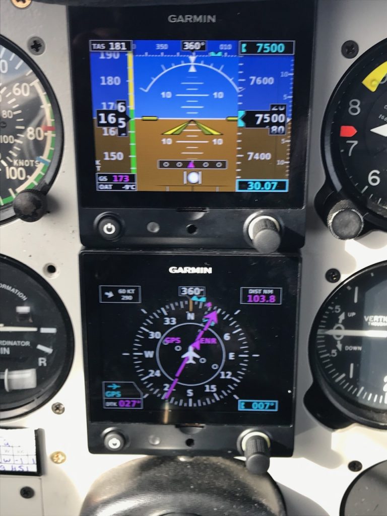View of electronic flight instruments