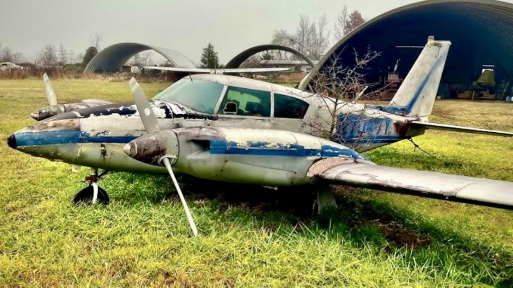 A poor Twin Comanche abandonned in a field